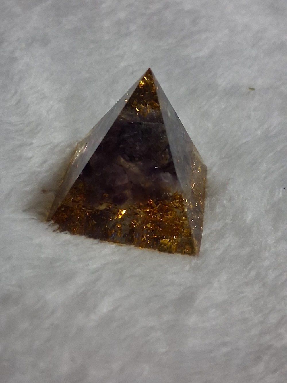 Amethyst Pyramid with Gold Flake Base